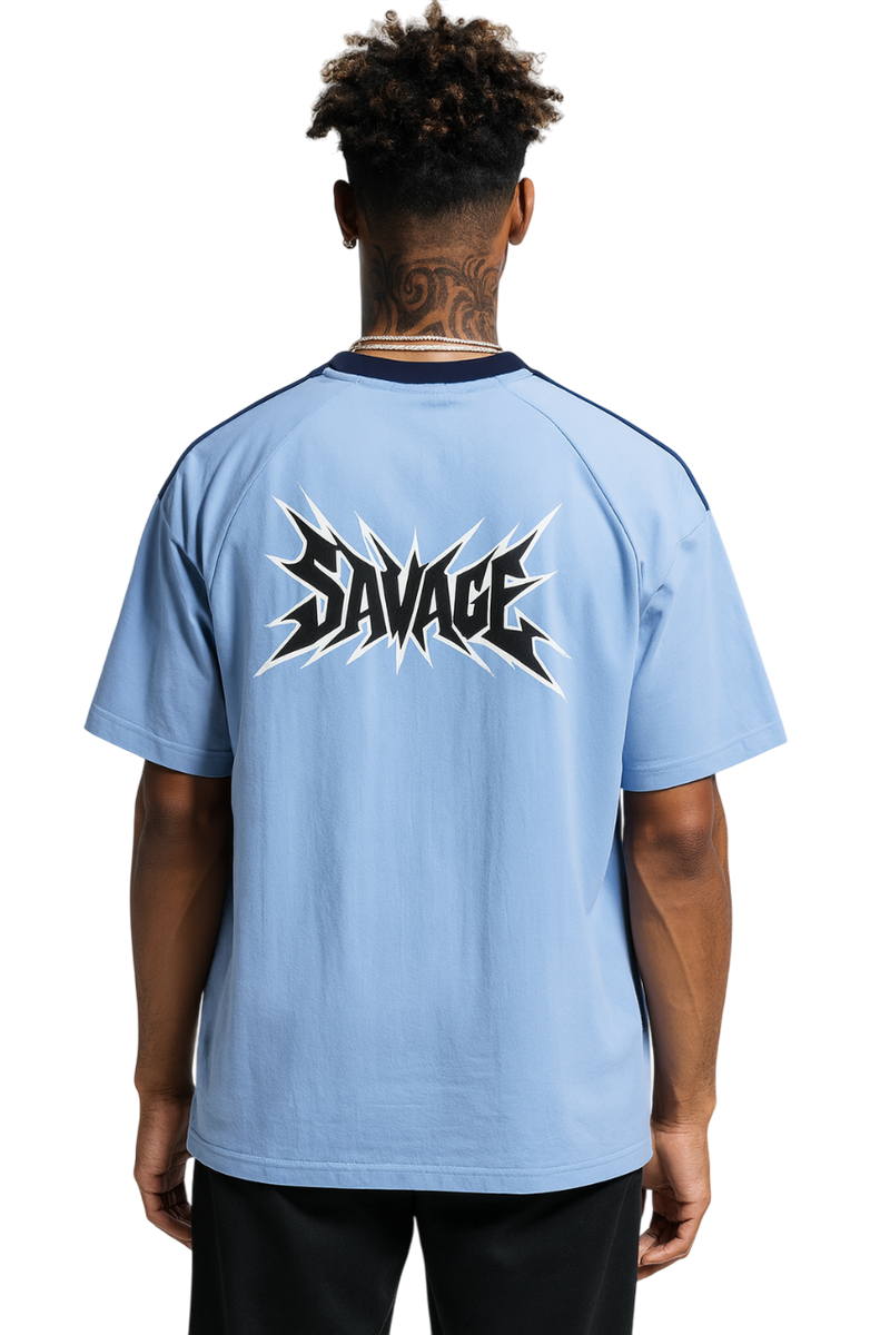 Savage Stay Real Graphic Streetwear T-Shirt – Sky Blue Edition