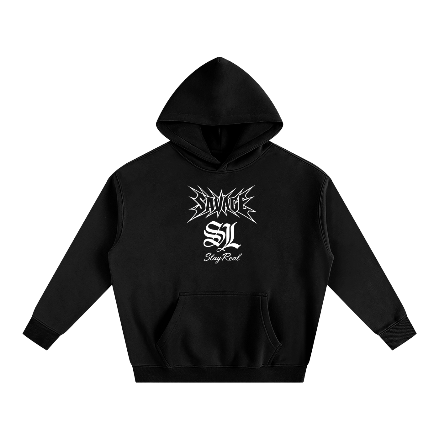 Savage Stay Real Oversized Graphic Hoodie BLACK Black / S