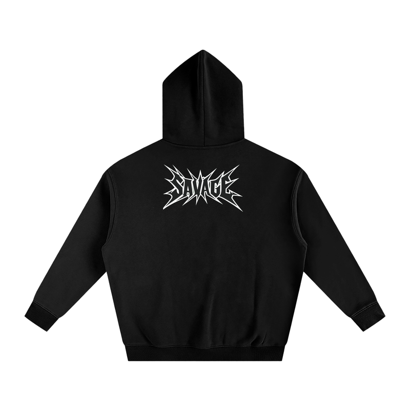 Savage Stay Real Oversized Graphic Hoodie - BLACK