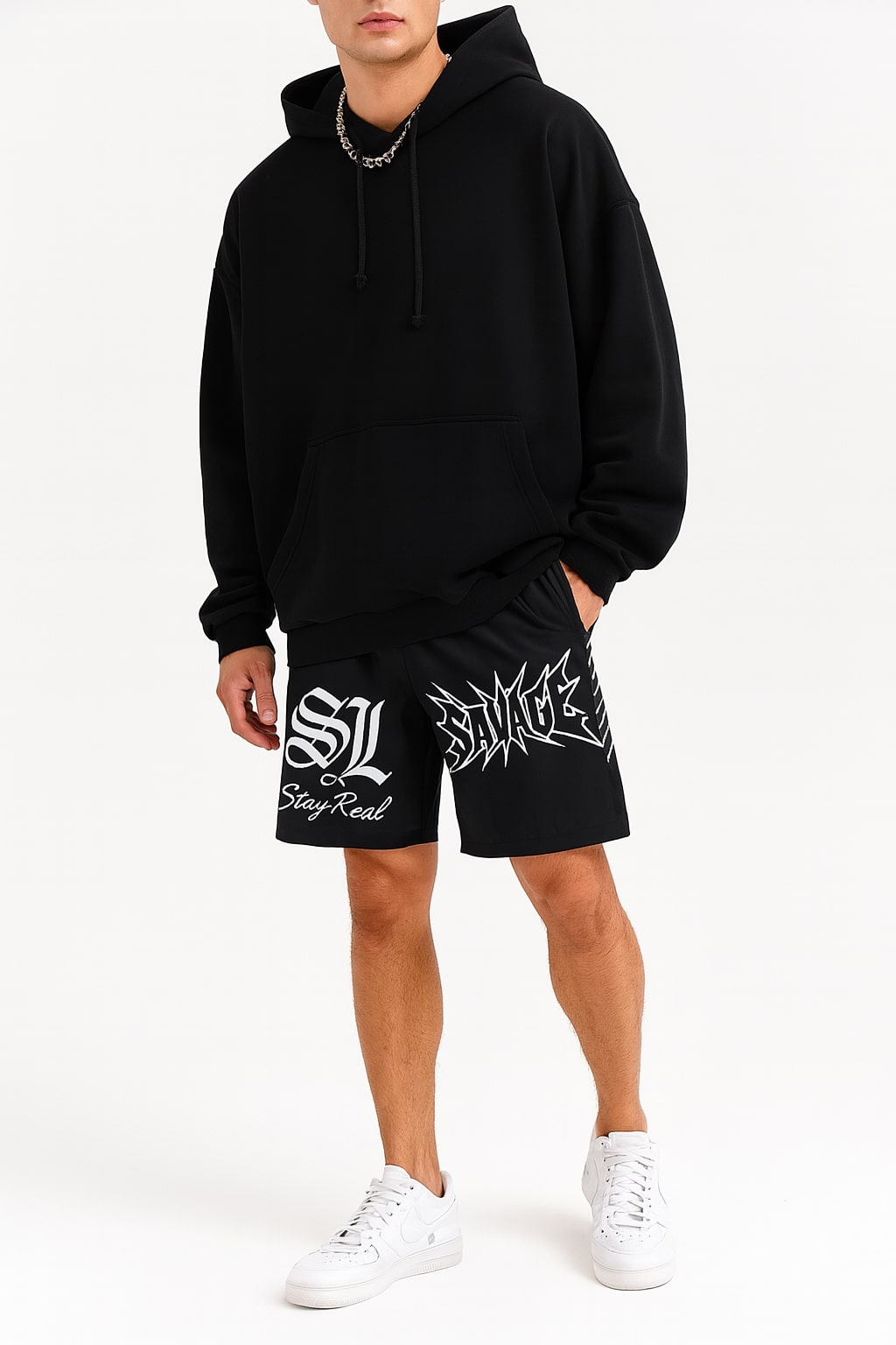 Savage Stay Real™ Street Shorts – Black/White Edition