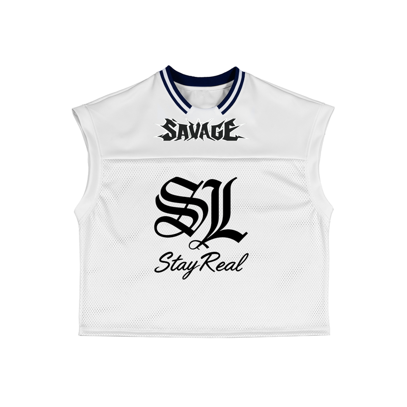 Savage Stay Real Streetwear Mesh Tank - WHITE