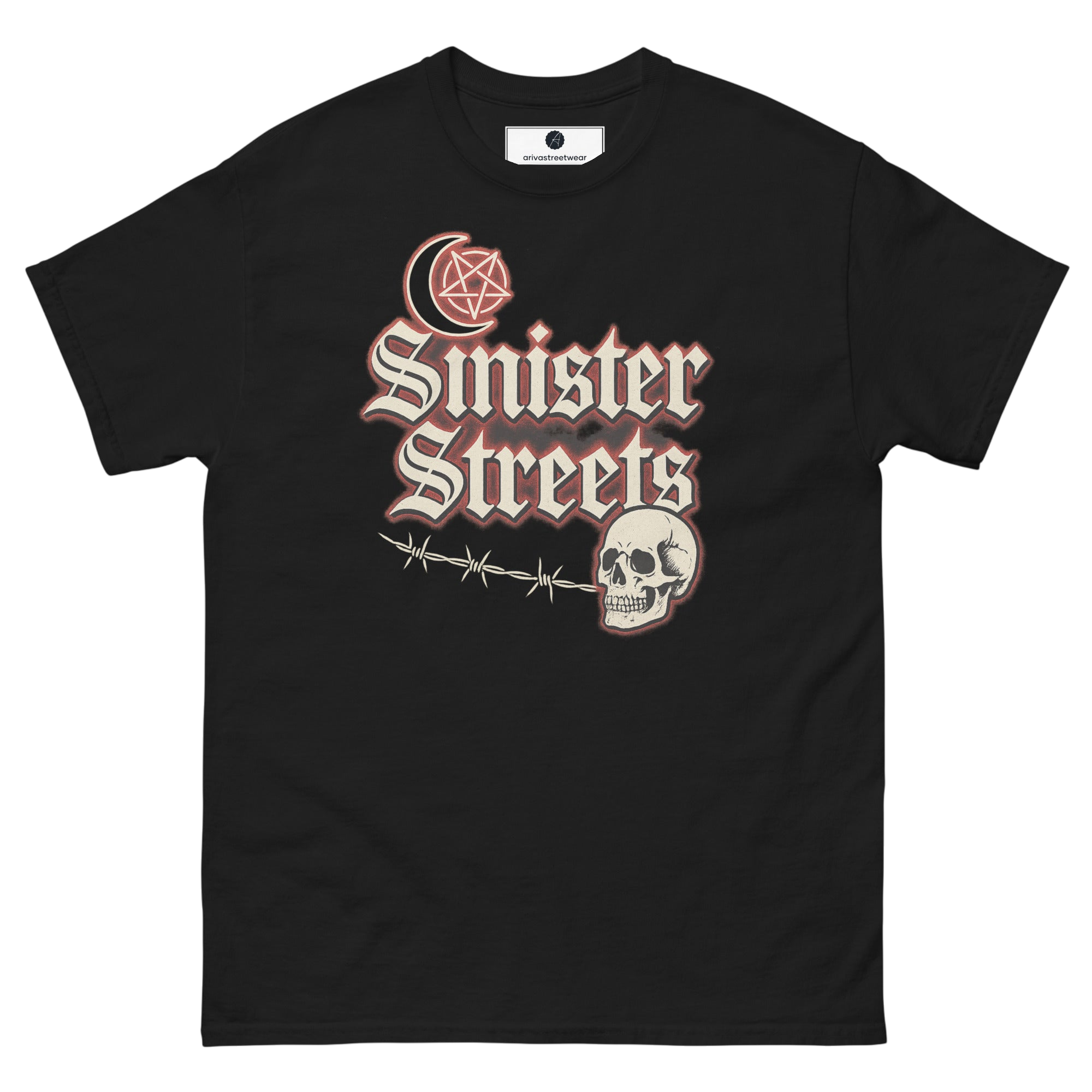 Sinister Streets Gothic Skull Tee - Black - S