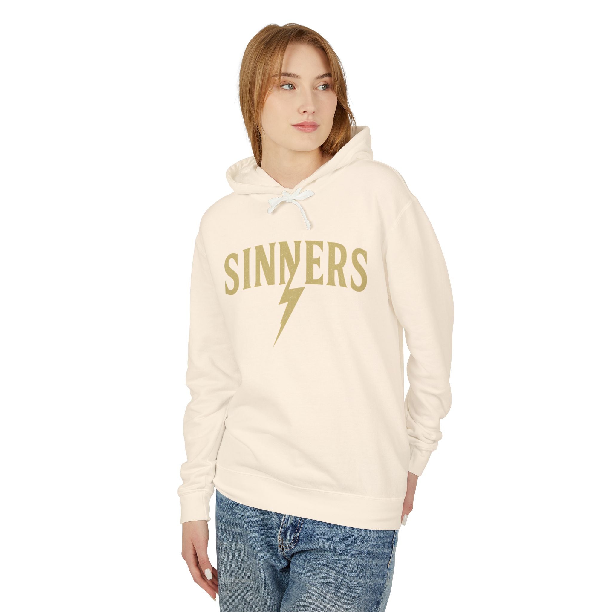 No Saints Club Sinners Lightning Bolt Cream Hoodie