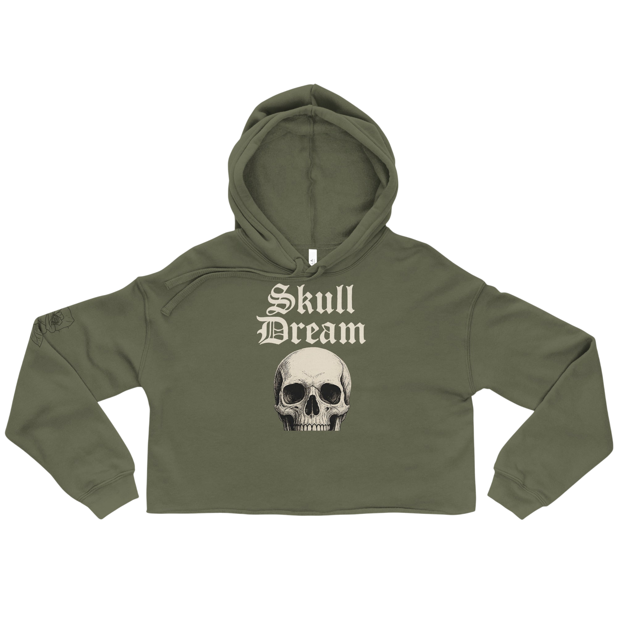 Skull Dream Cropped Hoodie - Military Green / S