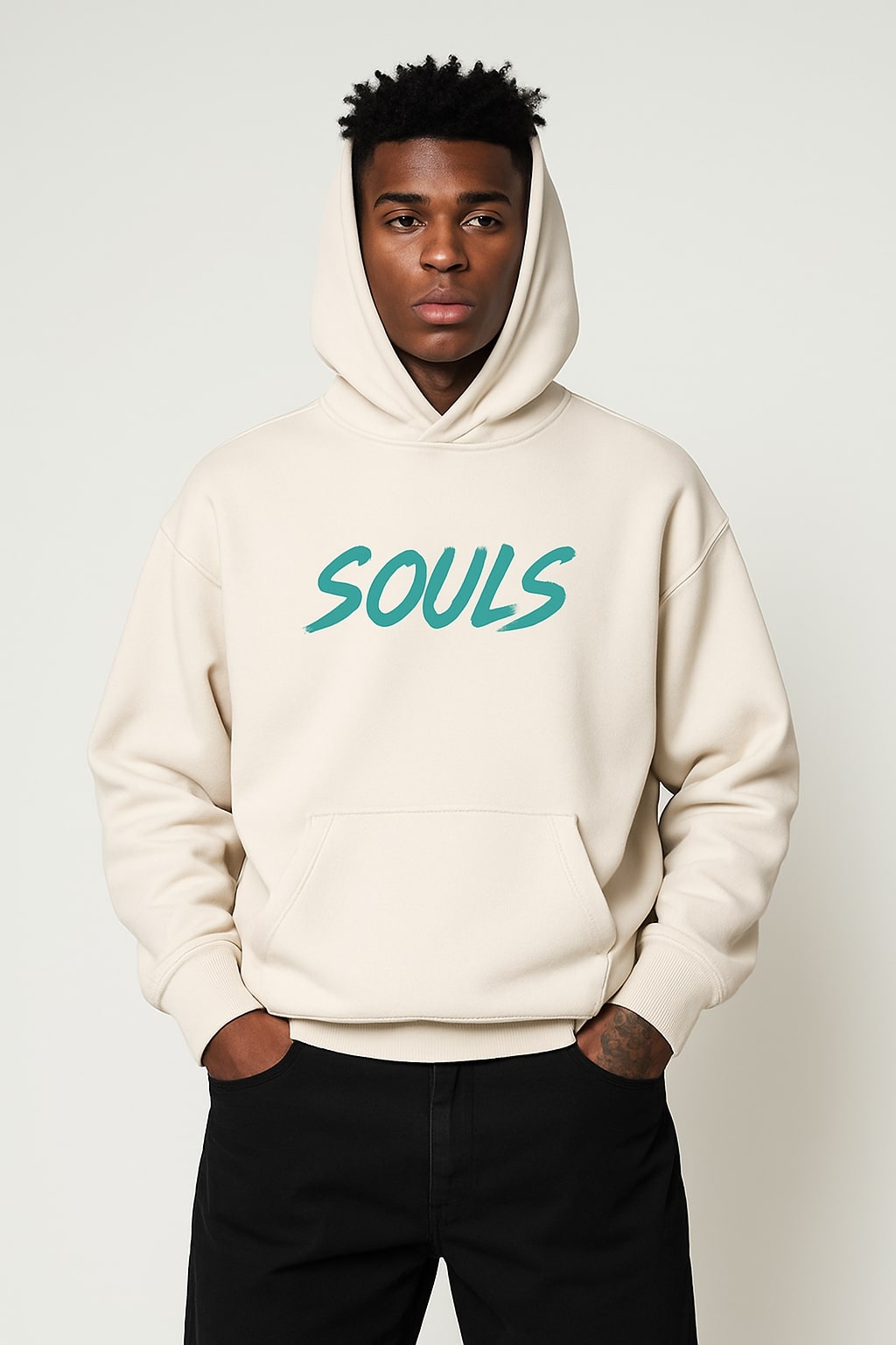 SOULS Graphic Pullover Hoodie - CREAM