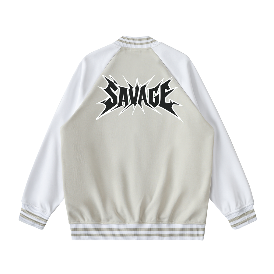 Stay Real “Savage” Varsity Bomber Jacket - BEIGE