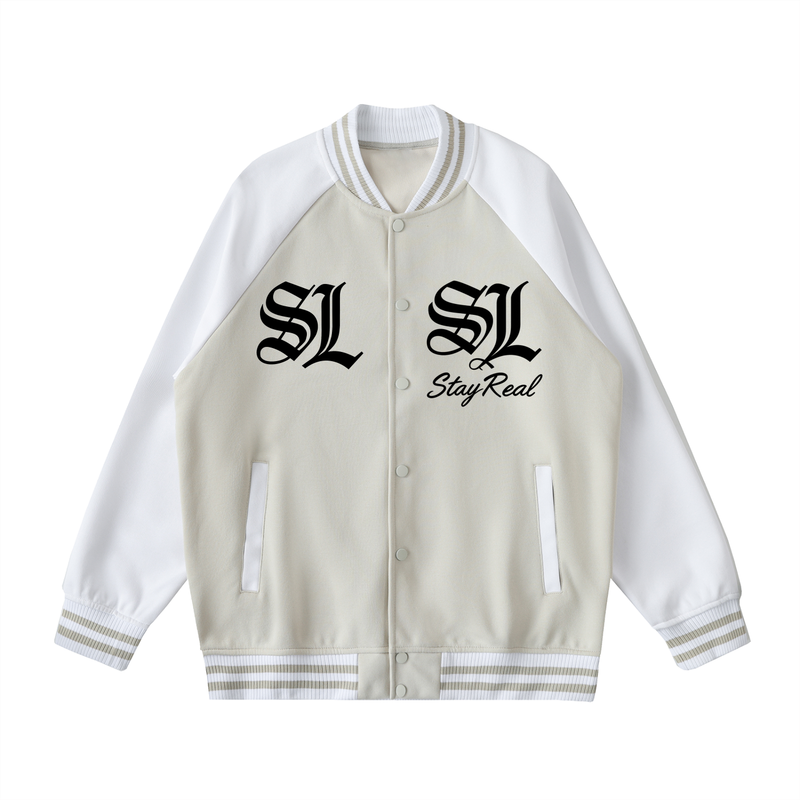 Stay Real “Savage” Varsity Bomber Jacket - BEIGE