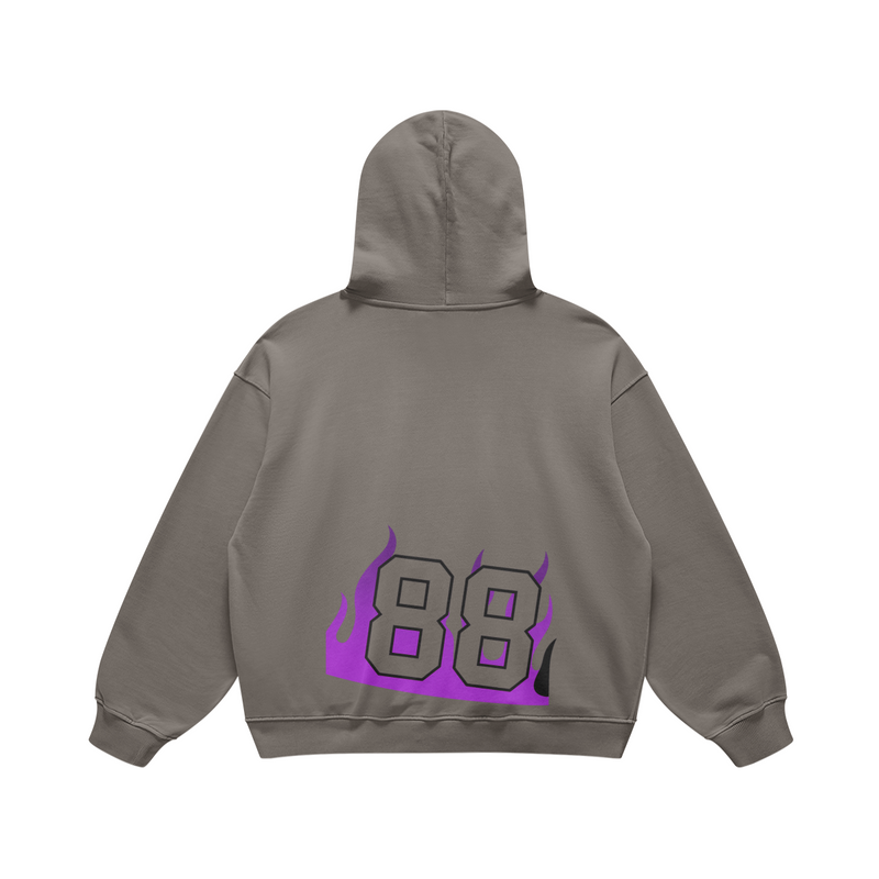 Light Gray Flame ‘88 BALANCE’ Streetwear Hoodie
