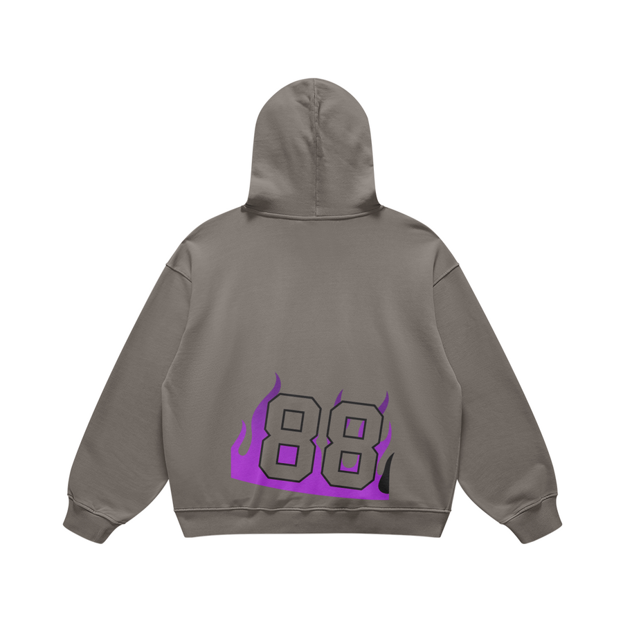 Light Gray Flame ‘88 BALANCE’ Streetwear Hoodie