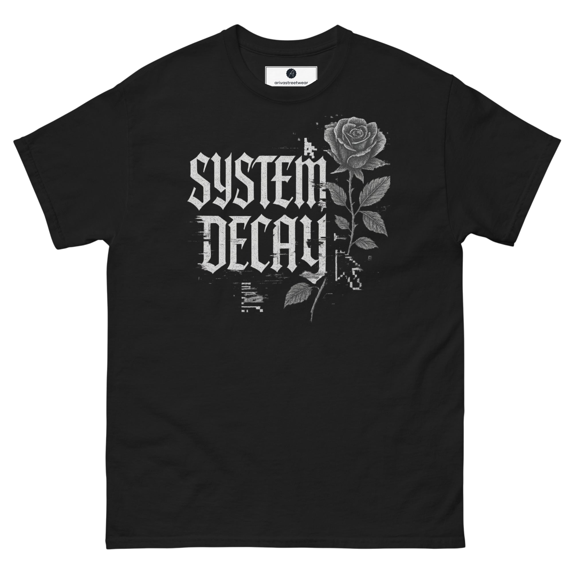 System Decay Glitch Rose Tee - Black - S