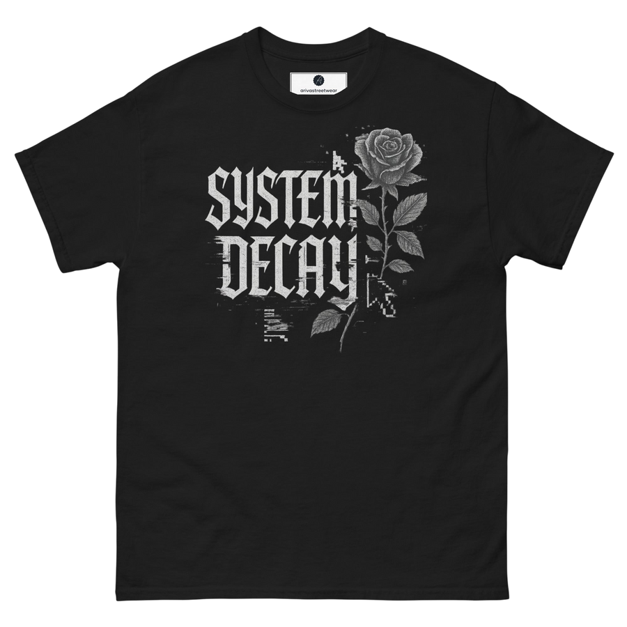 System Decay Glitch Rose T-shirt - Svart
