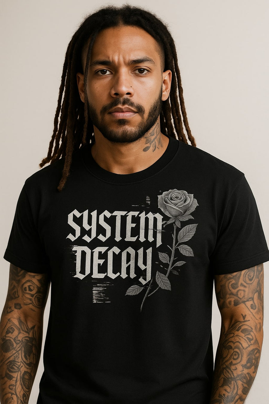 System Decay Glitch Rose T-shirt - Svart