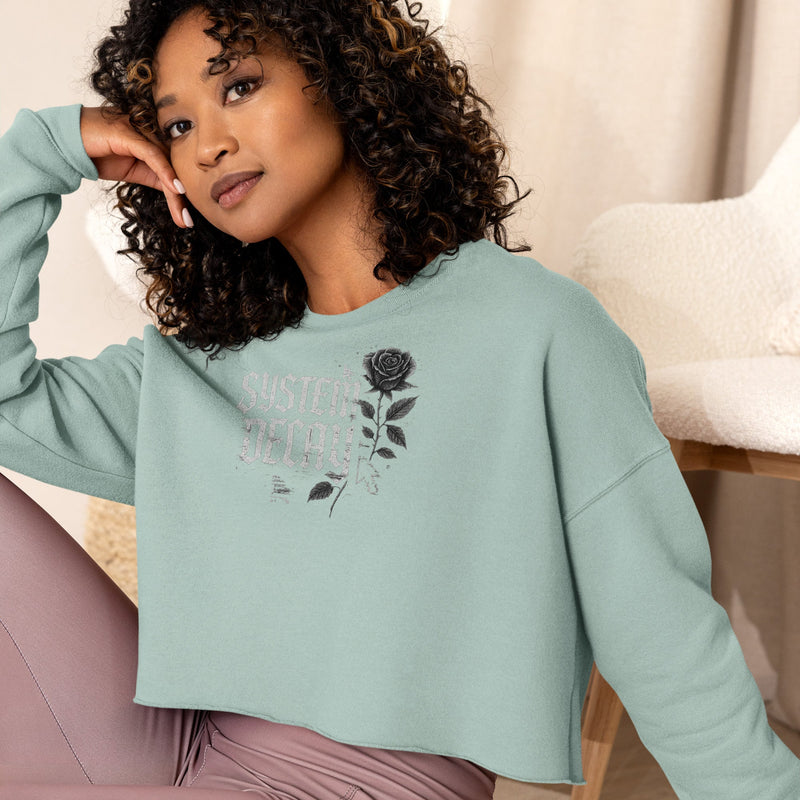 System Decay Gothic Rose Crop Sweatshirt