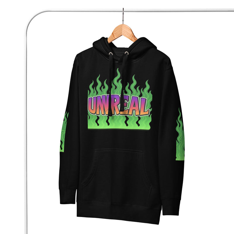 UNREAL Flame Y2K Hoodie - Black