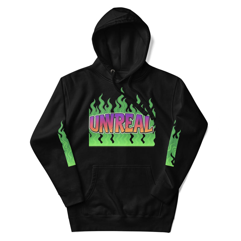 UNREAL Flame Y2K Hoodie - Black