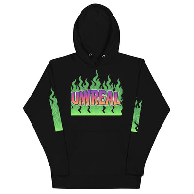 UNREAL Flame Y2K Hoodie - Black