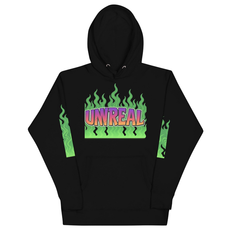 UNREAL Flame Y2K Hoodie - Black