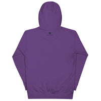 Purple hooded sweatshirt.