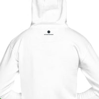 White hooded sweatshirt.
