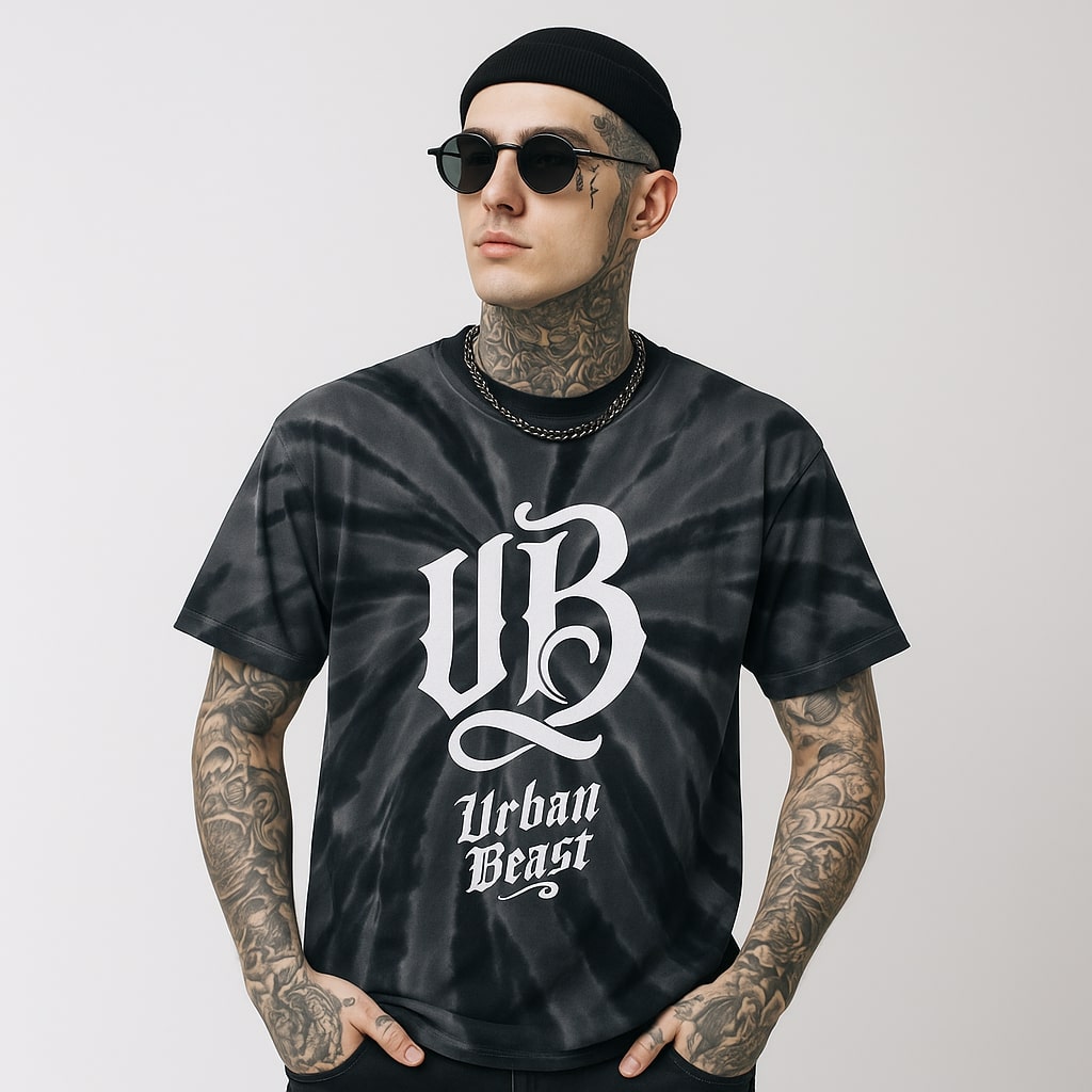 Urban Beast Graphic Tie-Dye Tee - Black