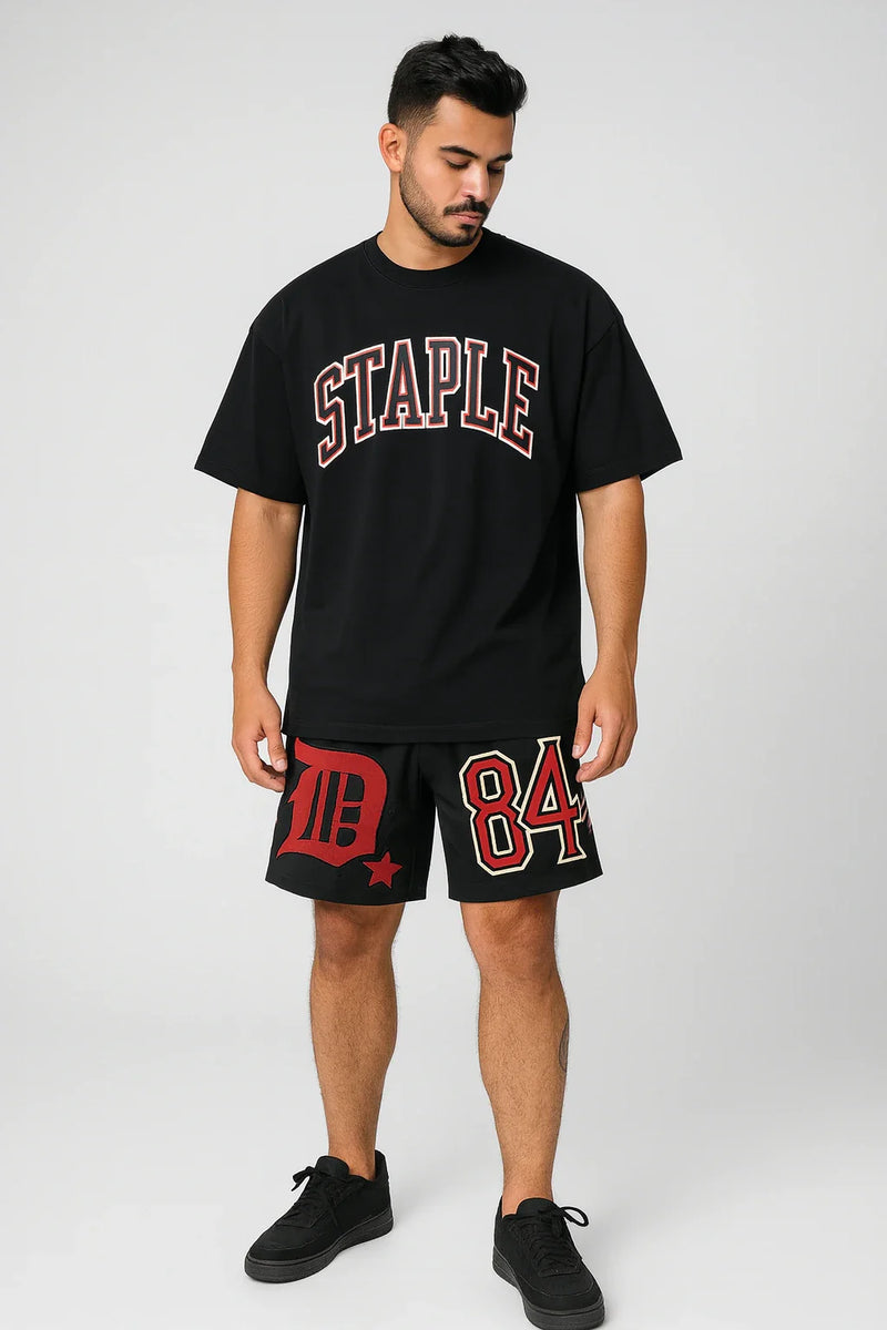 Urban Varsity '84 Black Streetwear Shorts