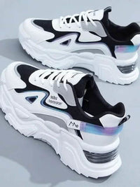 Chunky white and black UrbanFlex Athletic Sneakers with platform sole for excellent support