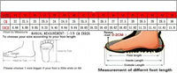 Footwear size chart for UrbanFlex Athletic Sneakers with platform sole and excellent support