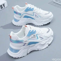 White and blue chunky UrbanFlex Athletic Sneakers featuring a platform sole for excellent support