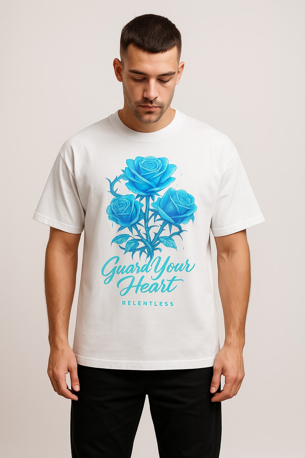 Vintage Black 'Guard Your Heart' White Tee