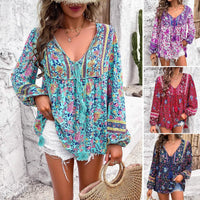 Vintage Bohemian Floral Blouse - Women’s Blouse