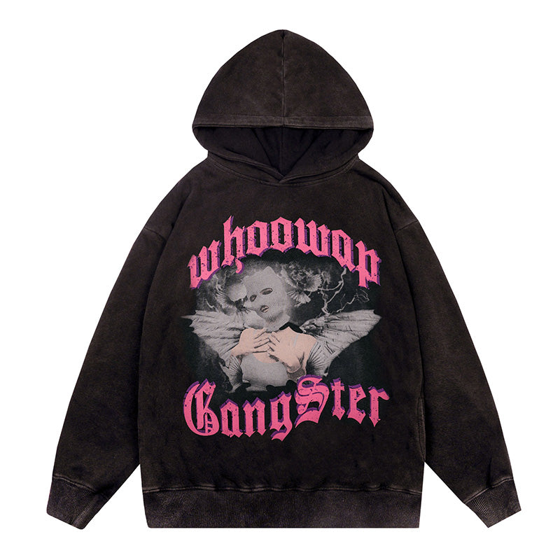Vintage Gothic Streetwear Hoodie - Black / M