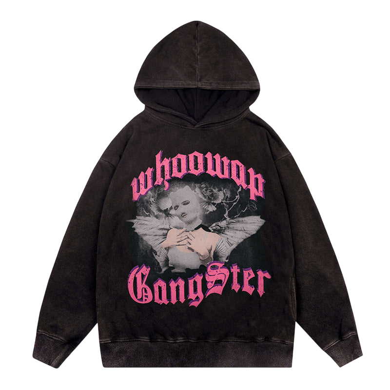 Vintage Gothic Streetwear Hoodie - Black / M