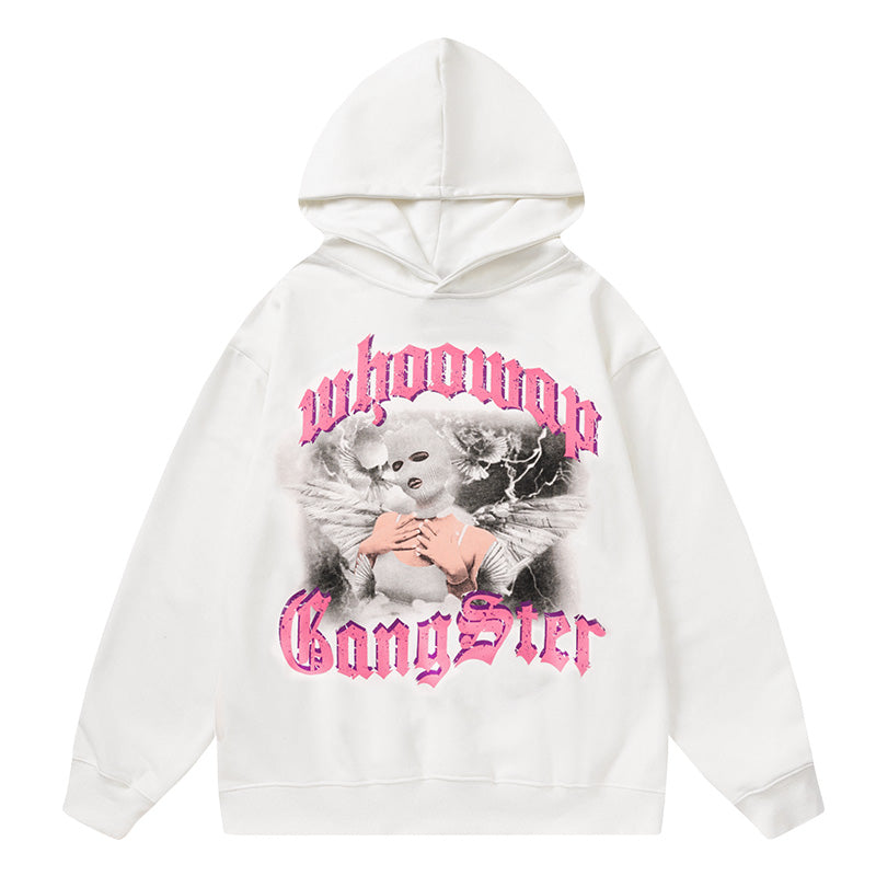 Vintage Gothic Streetwear Hoodie - White / M