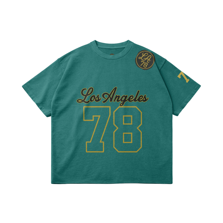 Vintage Graphic Tee Retro “Los Angeles 78” Teal & Gold