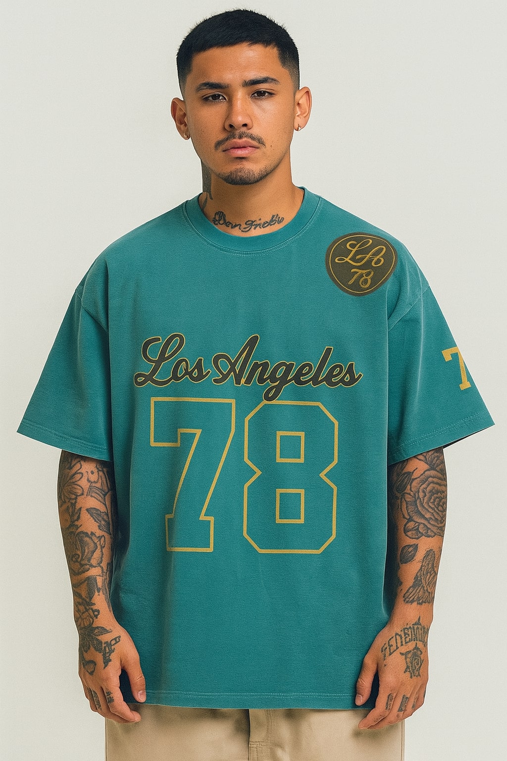Vintage Graphic Tee Retro “Los Angeles 78” Teal & Gold