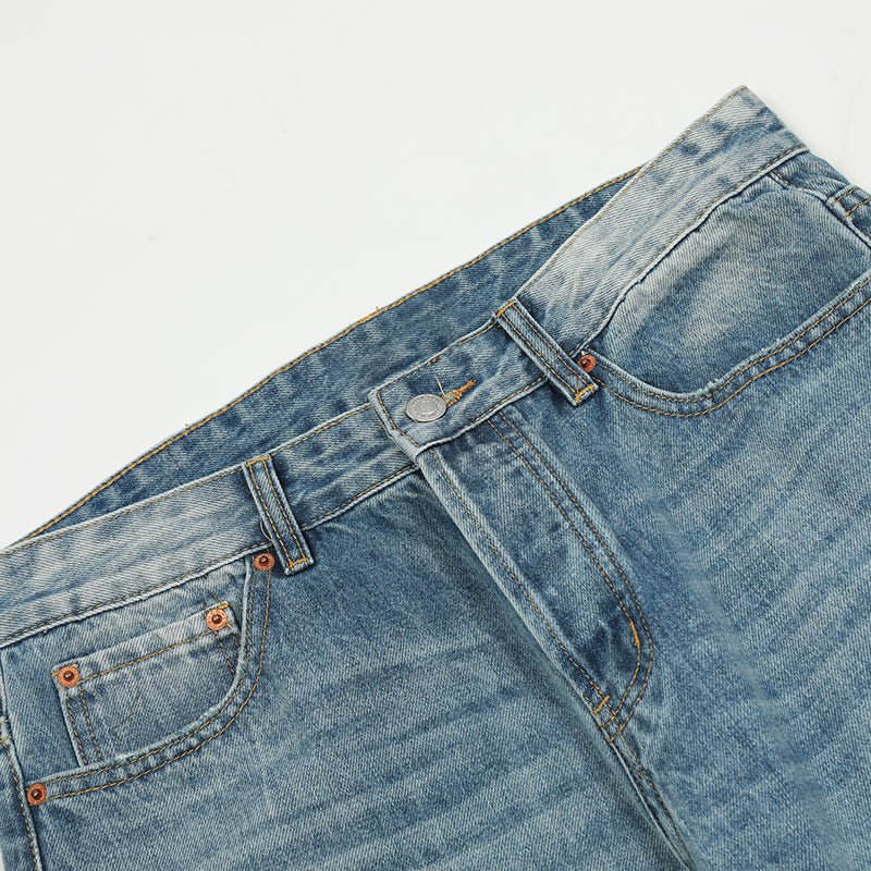 Vintage Ripped Straight-Leg Jeans