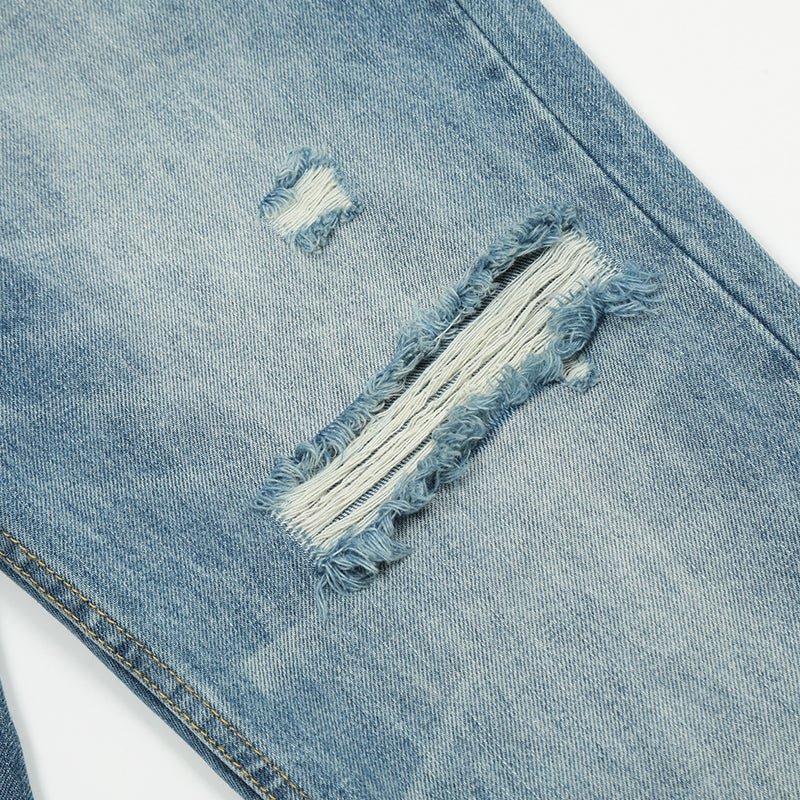 Vintage Ripped Straight-Leg Jeans