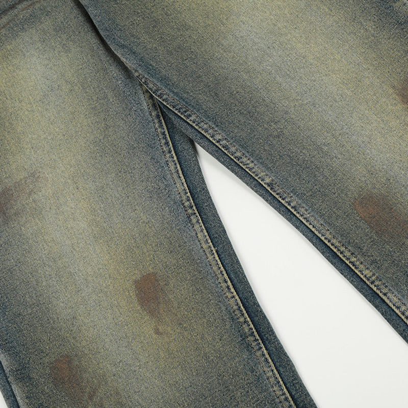 Vintage Wash Baggy Streetwear Jeans - Blue