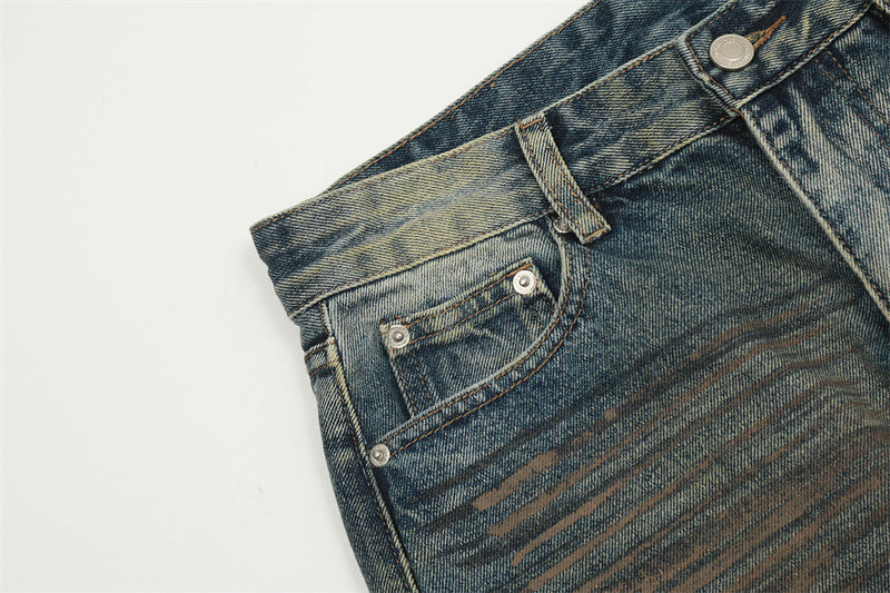 Vintage Wash Baggy Streetwear Jeans - Blue