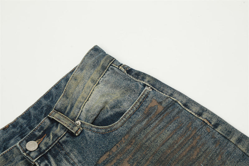 Vintage Wash Baggy Streetwear Jeans - Blue
