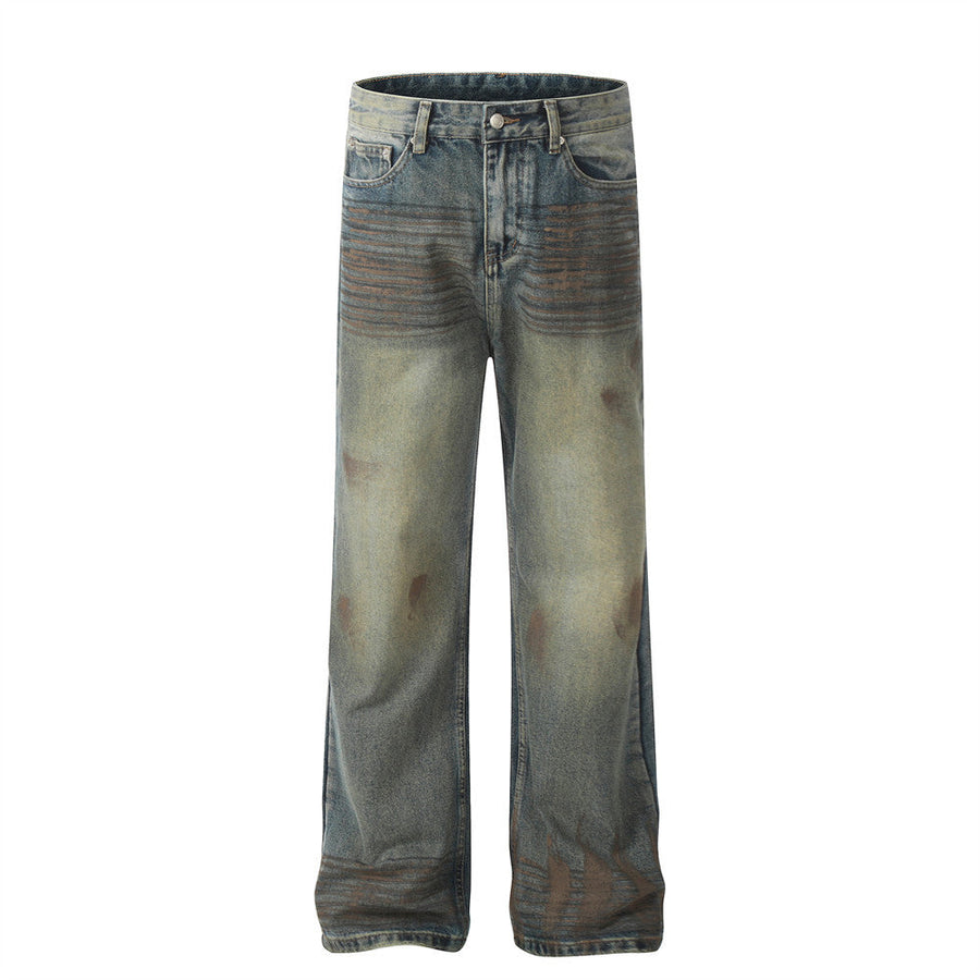 Vintage Wash Baggy Streetwear Jeans - Blue