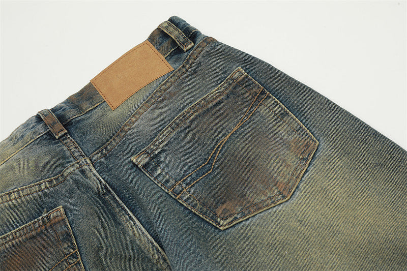 Vintage Wash Baggy Streetwear Jeans - Blue