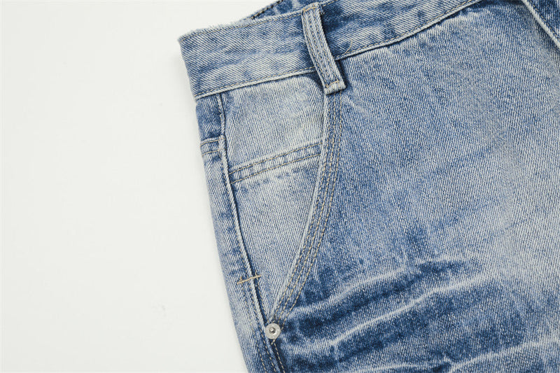 Vintage Wash Wide Leg Jeans - Retro Blue