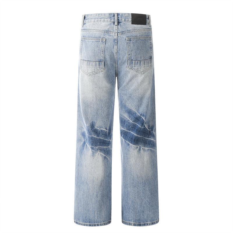 Vintage Wash Wide Leg Jeans - Retro Blue