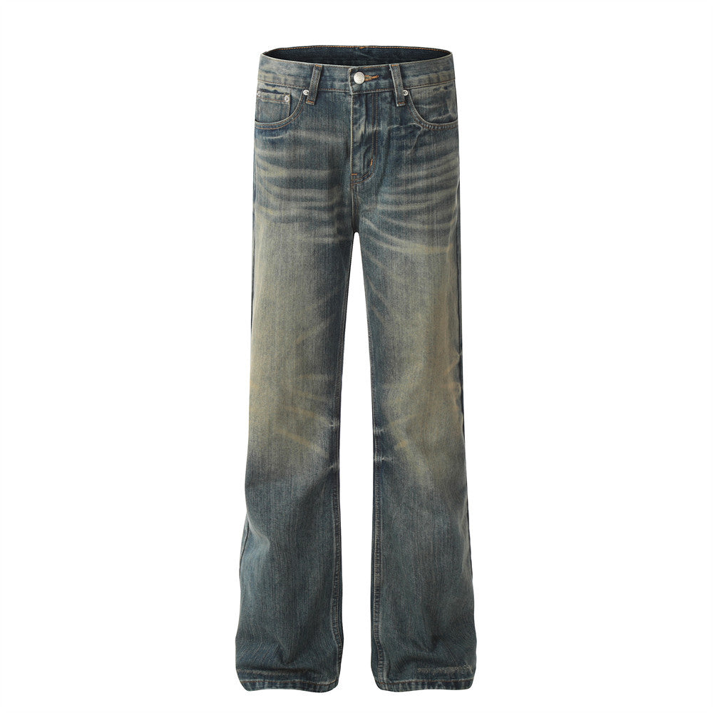 Distressed blue denim Vintage Washed Baggy Jeans showcasing a trendy vintage look