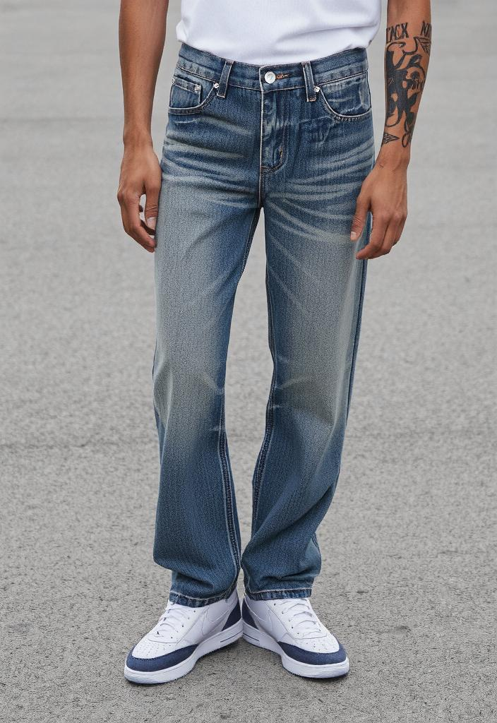 Faded blue denim jeans from the Vintage Washed Baggy Jeans collection