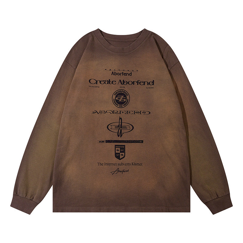 Vintage Washed Graphic Streetwear Long Sleeve