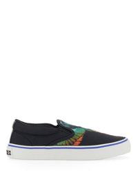 Vulcanized Slip-Ons with Bird Print