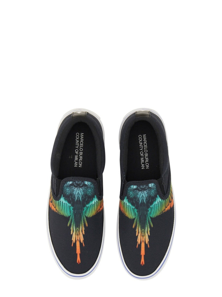 Vulcanized Slip-Ons with Bird Print