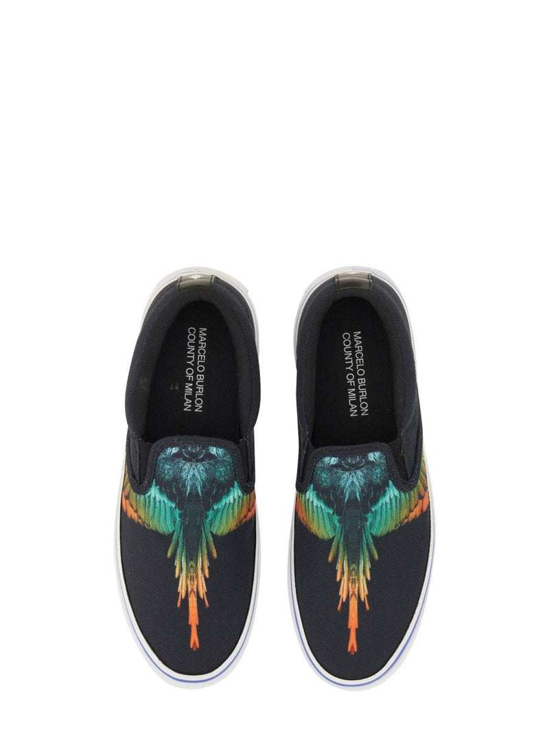 Vulcanized Slip-Ons with Bird Print